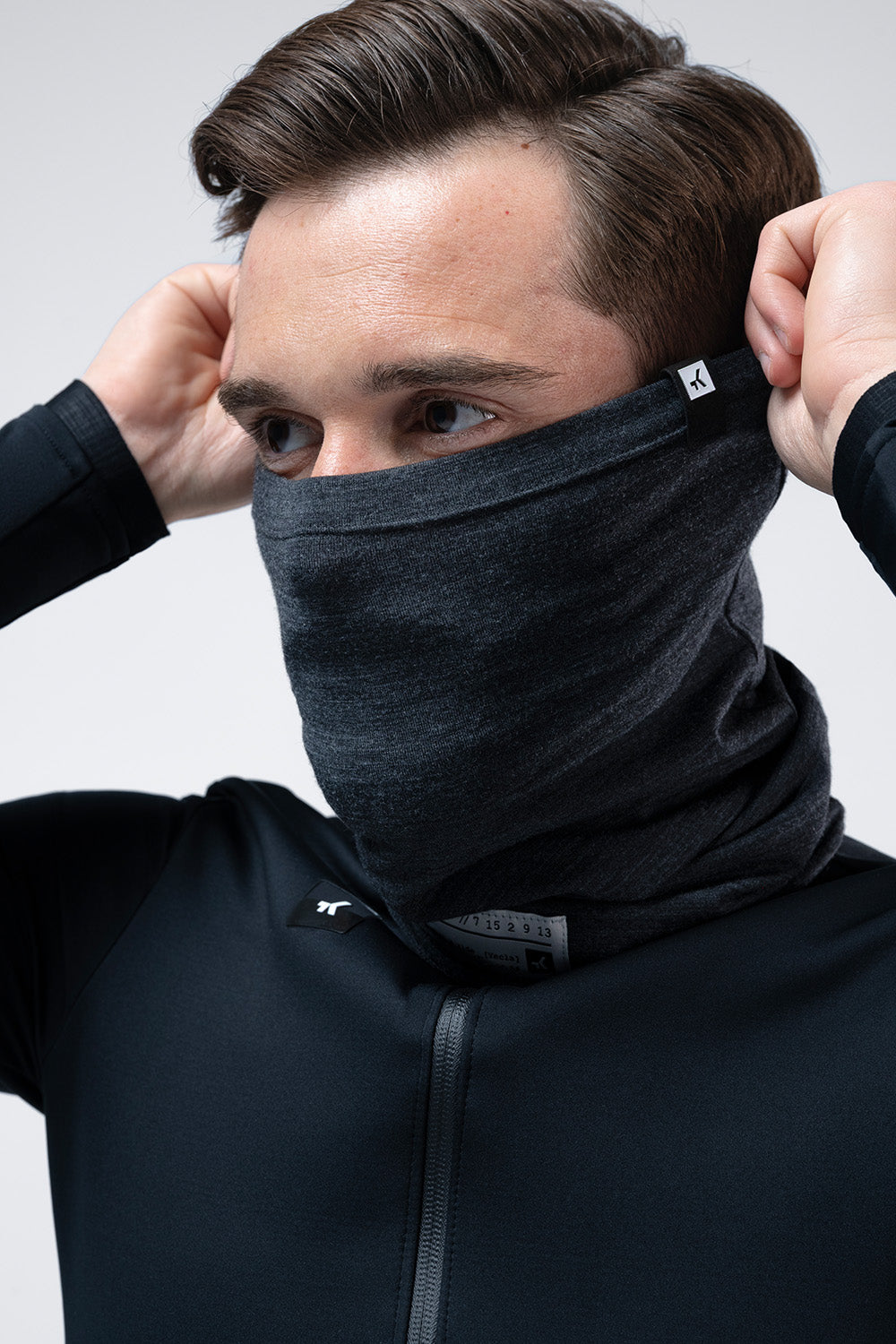 NECK WARMER MERINO MOONBAH SOLID UNISEX GRAPHITE 